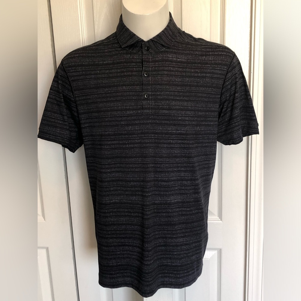 lululemon athletica Men's Black Heathered Stripe Polo
